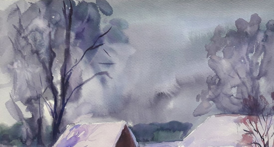 Watercolor painting Snowy Serdyuk Boris Petrovich - 2