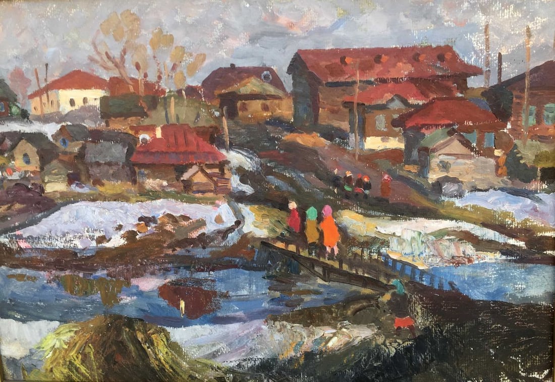 April in the village oil painting Pavel Leontievich Porotnikov - 2
