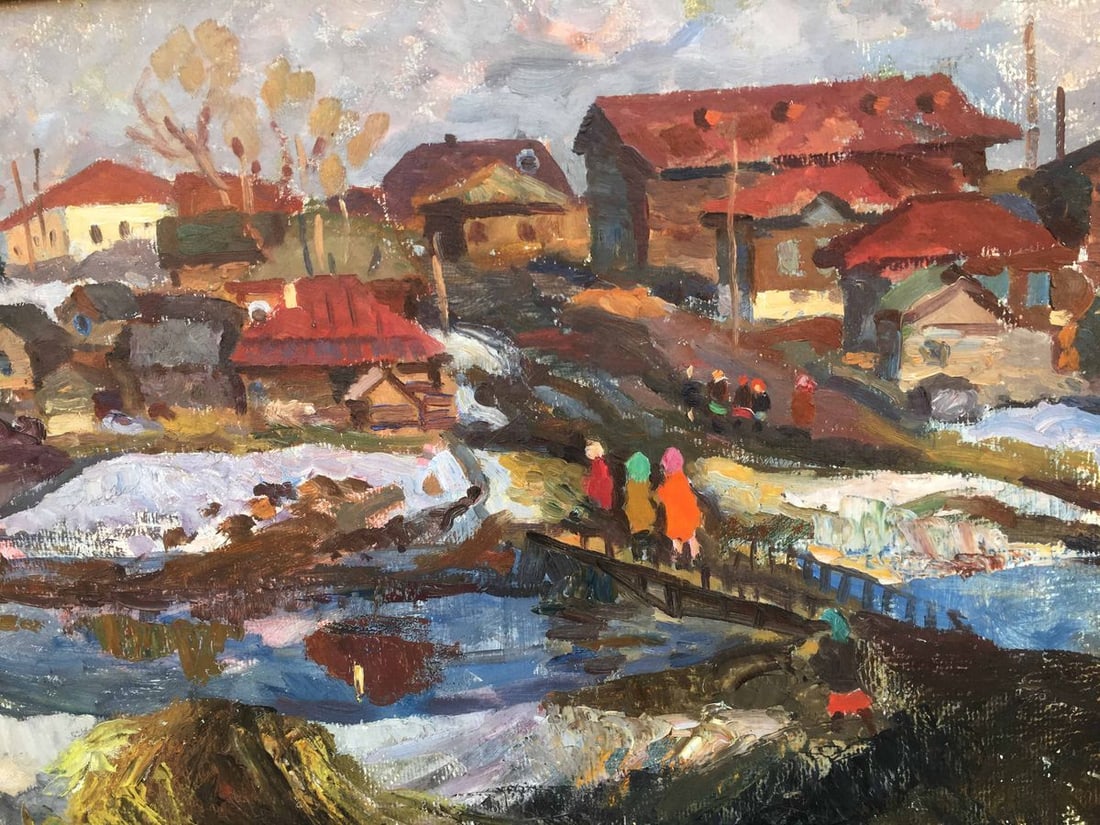 April in the village oil painting Pavel Leontievich Porotnikov - 3