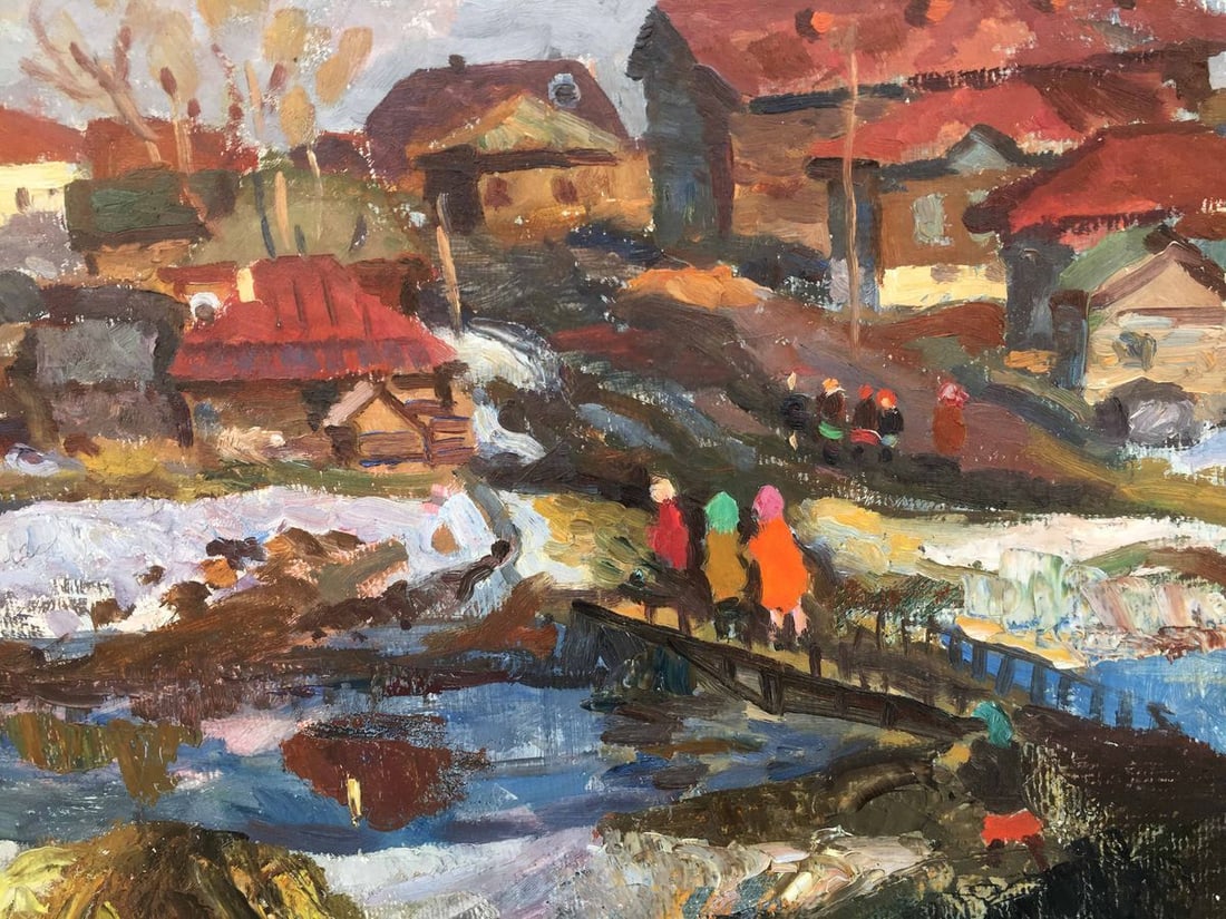 April in the village oil painting Pavel Leontievich Porotnikov - 4