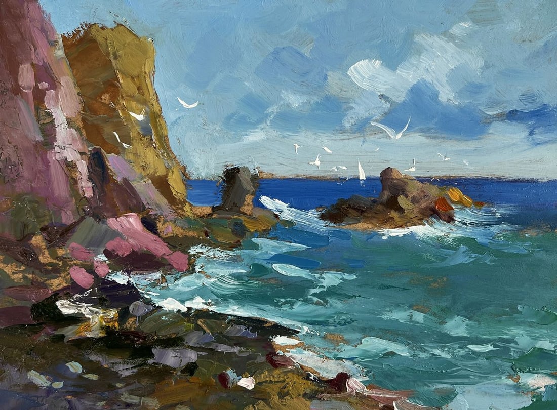 Oil painting Rocks on the sea shore Yuriy Suprunchuk - 3