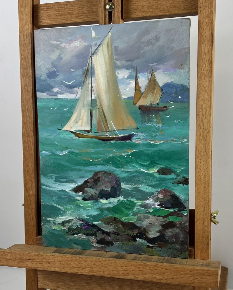 Oil painting The Ships Set Out into the Calm Sea Yuriy Suprunchuk - 2
