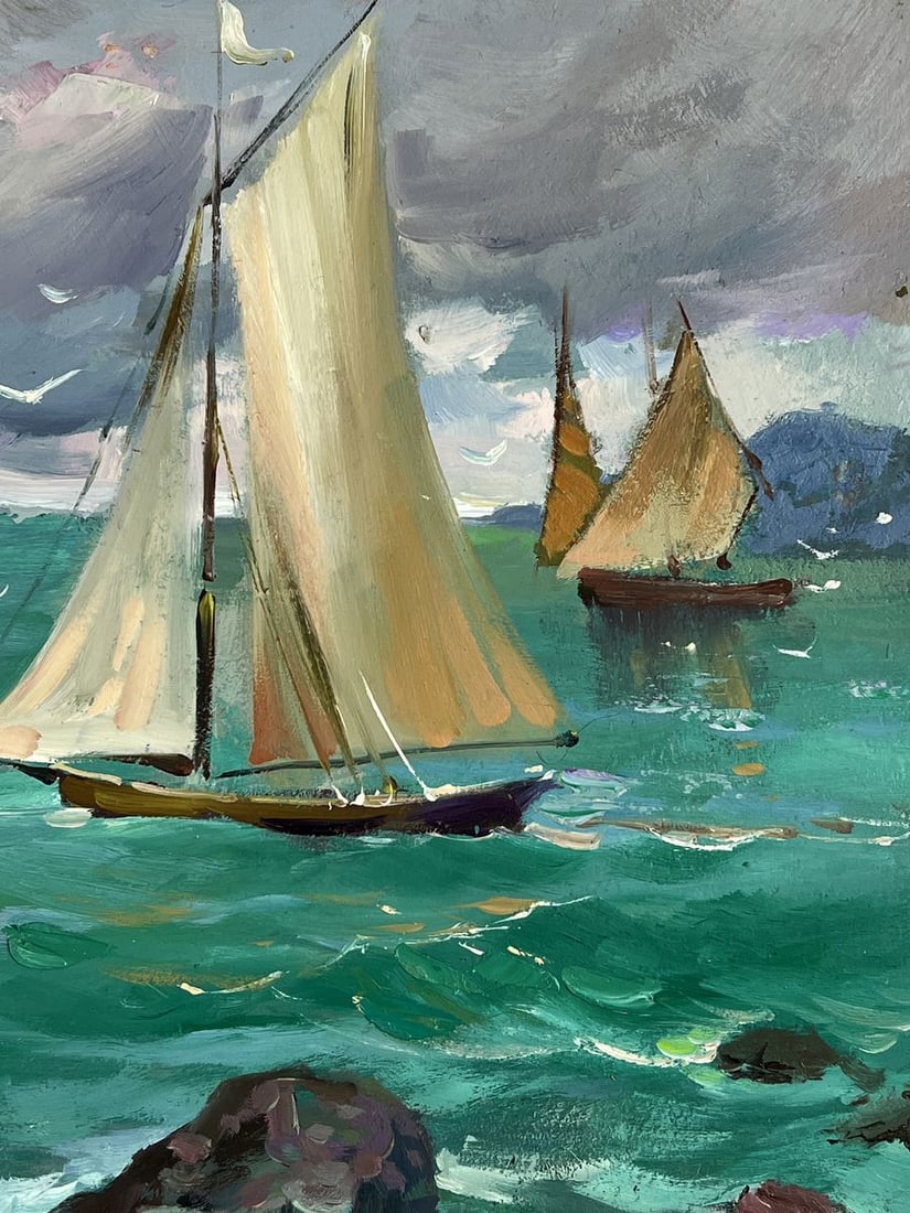 Oil painting The Ships Set Out into the Calm Sea Yuriy Suprunchuk - 4