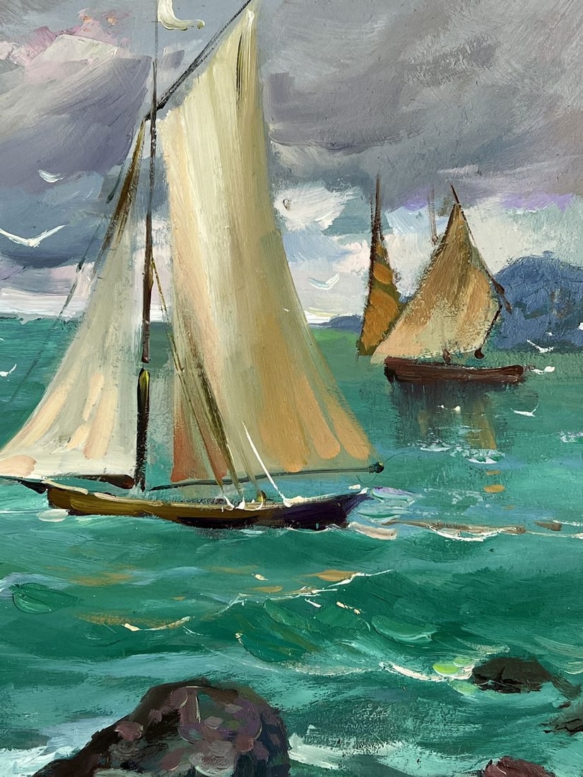 Oil painting The Ships Set Out into the Calm Sea Yuriy Suprunchuk - 5