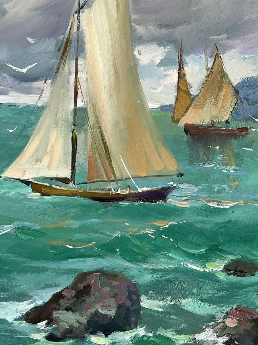 Oil painting The Ships Set Out into the Calm Sea Yuriy Suprunchuk - 6