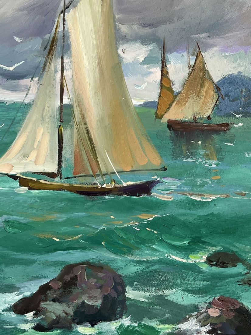 Oil painting The Ships Set Out into the Calm Sea Yuriy Suprunchuk - 7