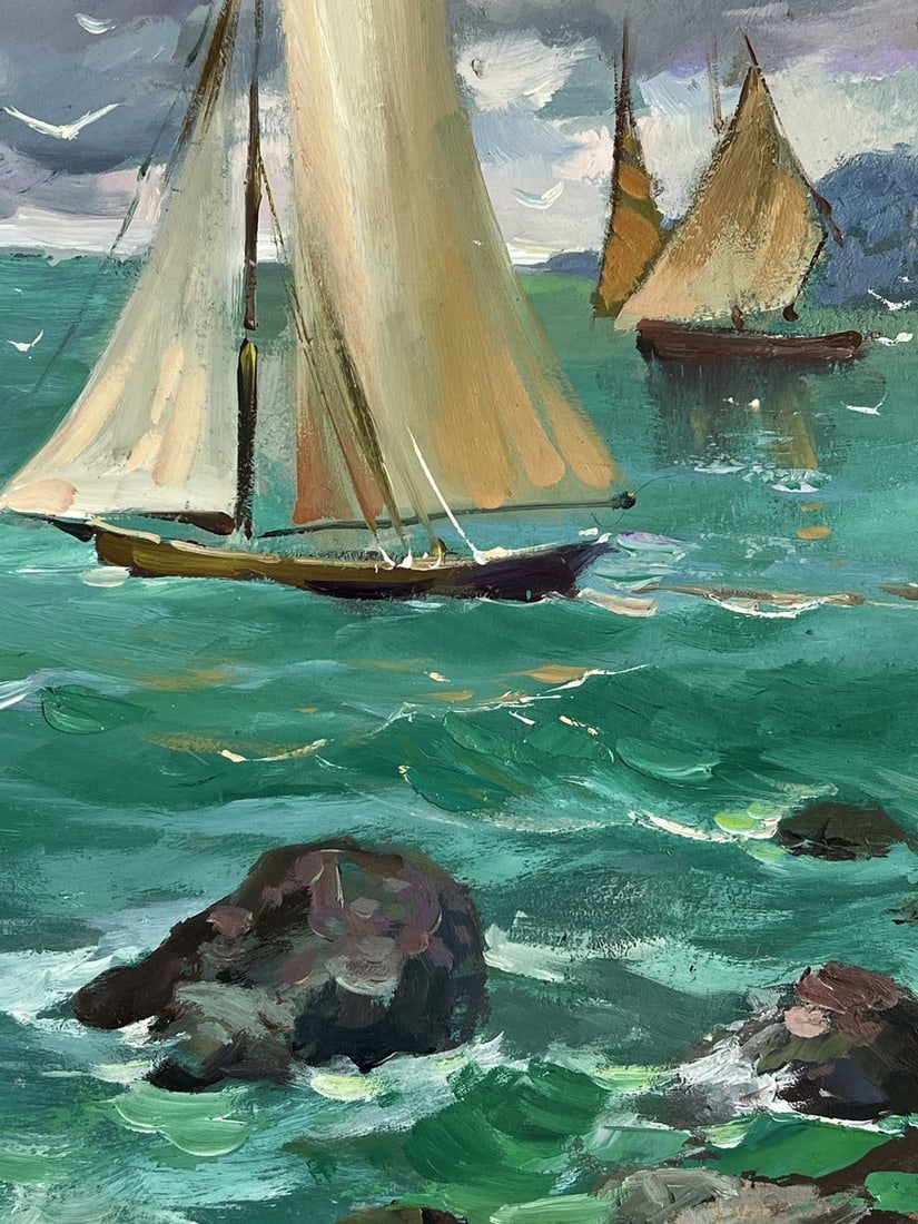 Oil painting The Ships Set Out into the Calm Sea Yuriy Suprunchuk - 8