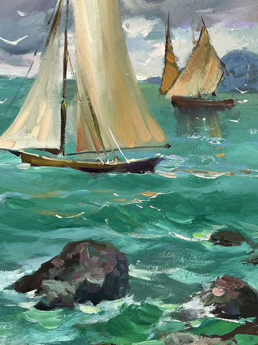 Oil painting The Ships Set Out into the Calm Sea Yuriy Suprunchuk - 9