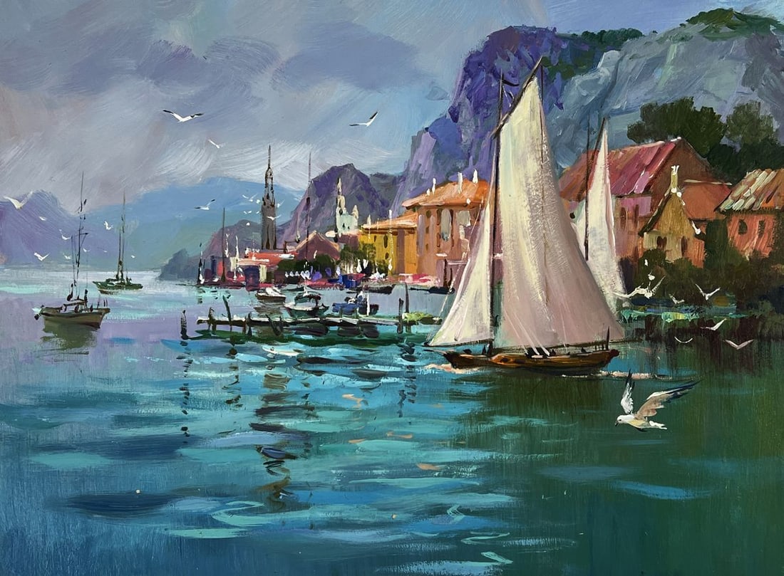 Oil painting Pier in Front of the City Yuriy Suprunchuk - 3