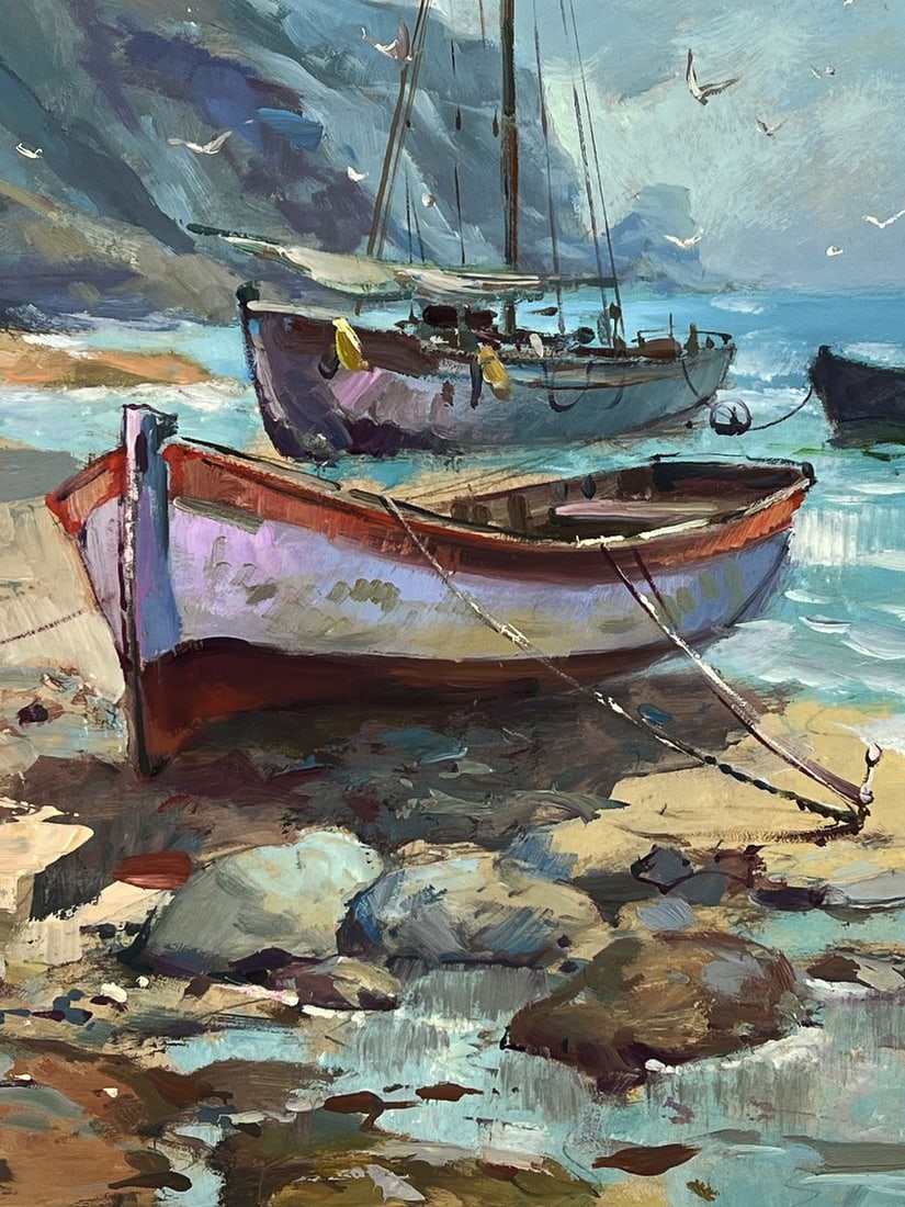 Oil painting Boat and Barge Moored Yuriy Suprunchuk - 10