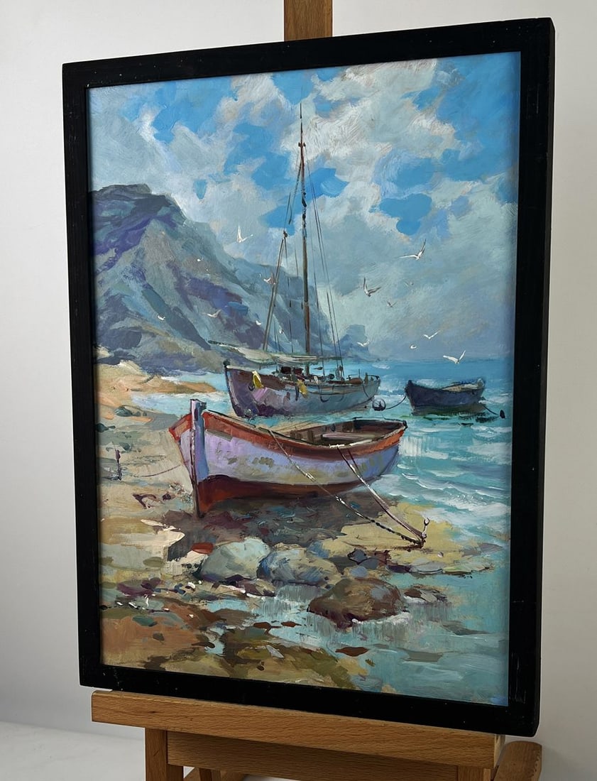 Oil painting Boat and Barge Moored Yuriy Suprunchuk - 2