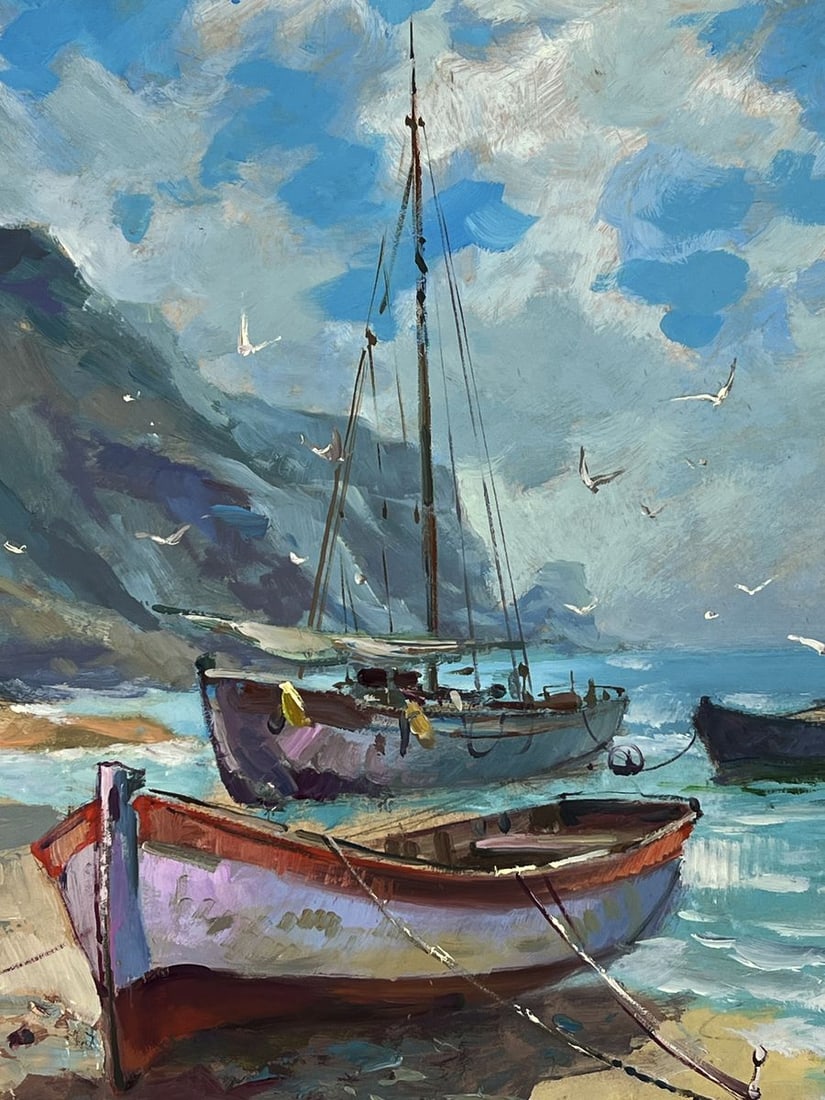 Oil painting Boat and Barge Moored Yuriy Suprunchuk - 5