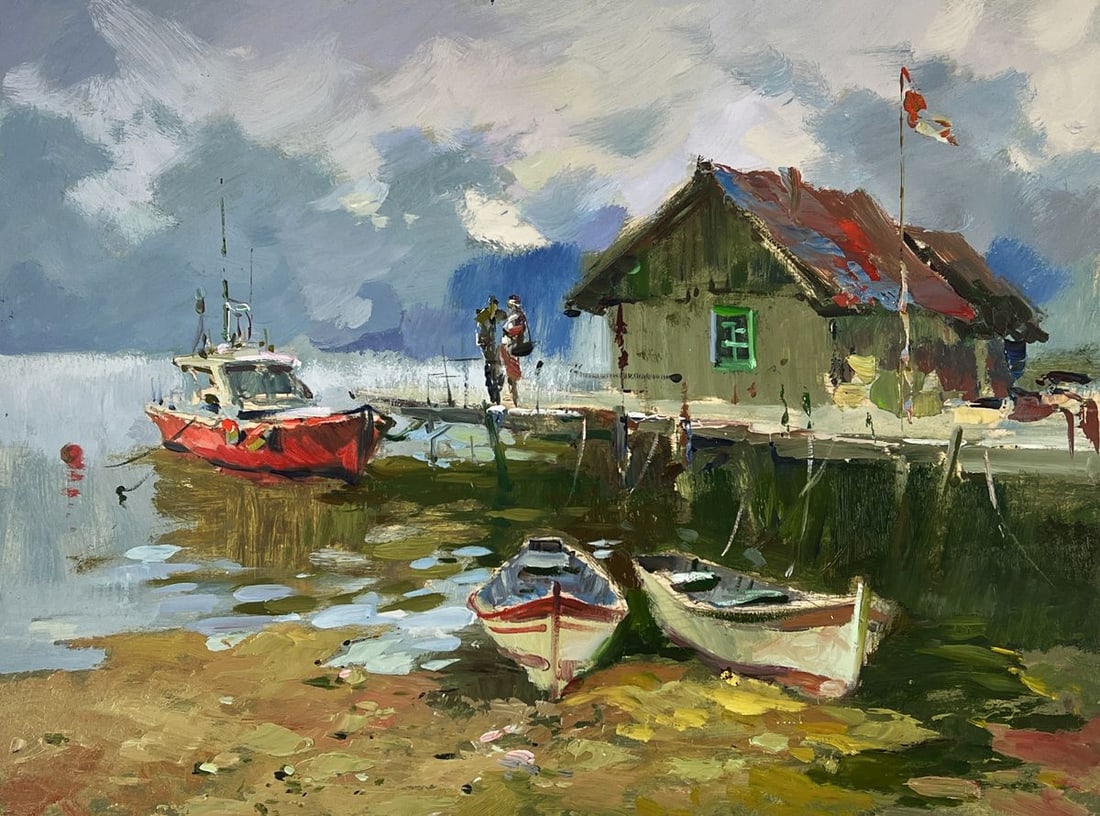 Oil painting House at the Sea Pier Yuriy Suprunchuk - 3