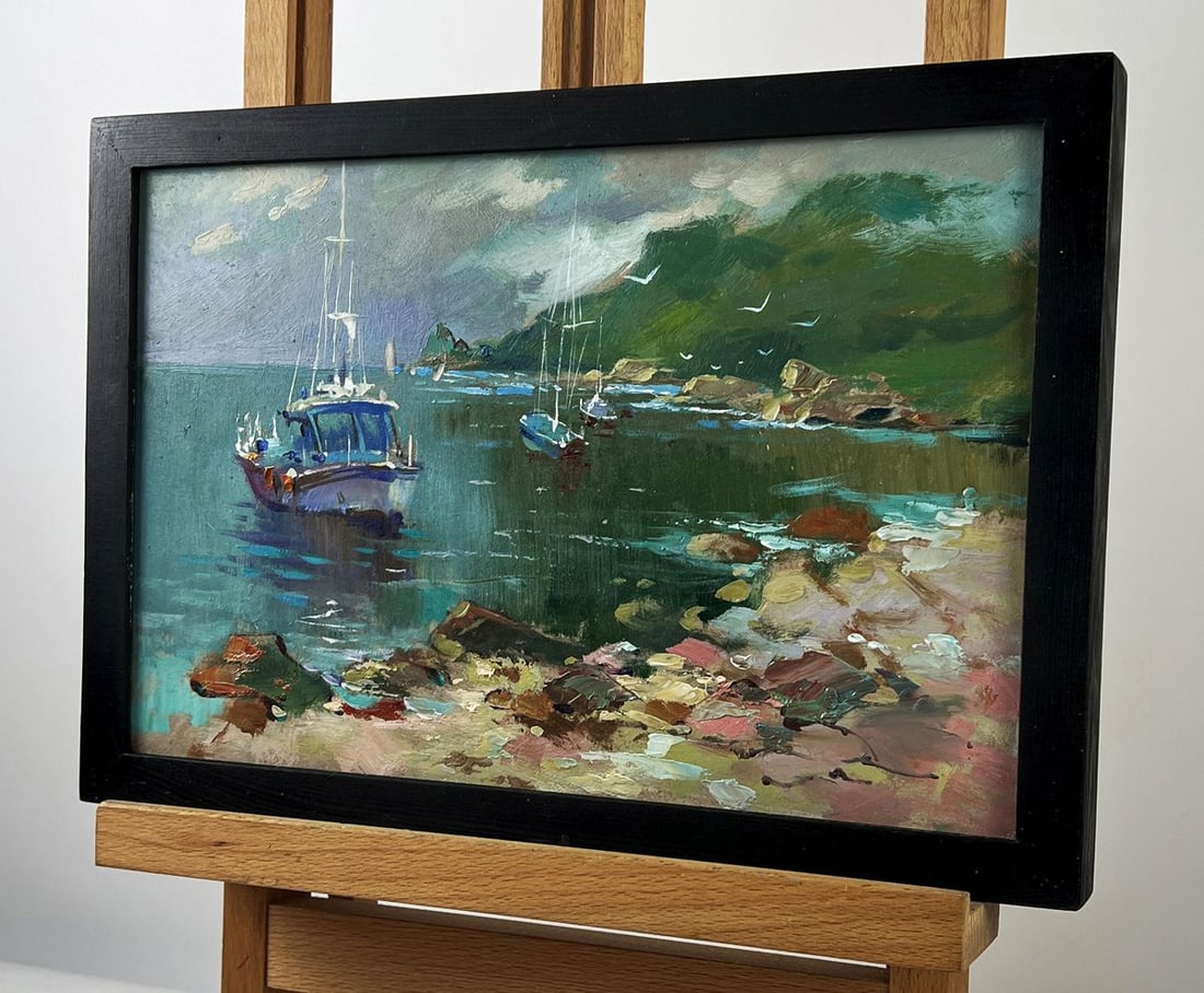 Oil painting Ships Sail Near The Shore Yuriy Suprunchuk - 2