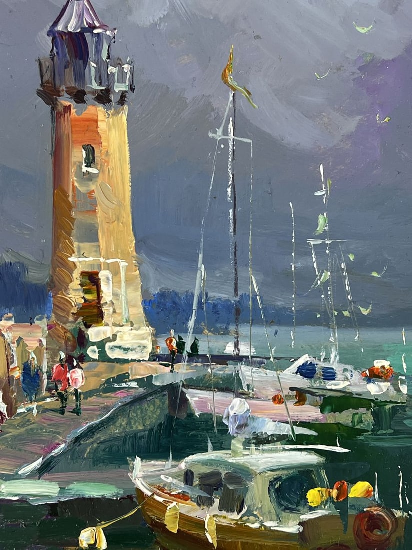 Oil painting Ships Moored at the Lighthouse Yuriy Suprunchuk - 10