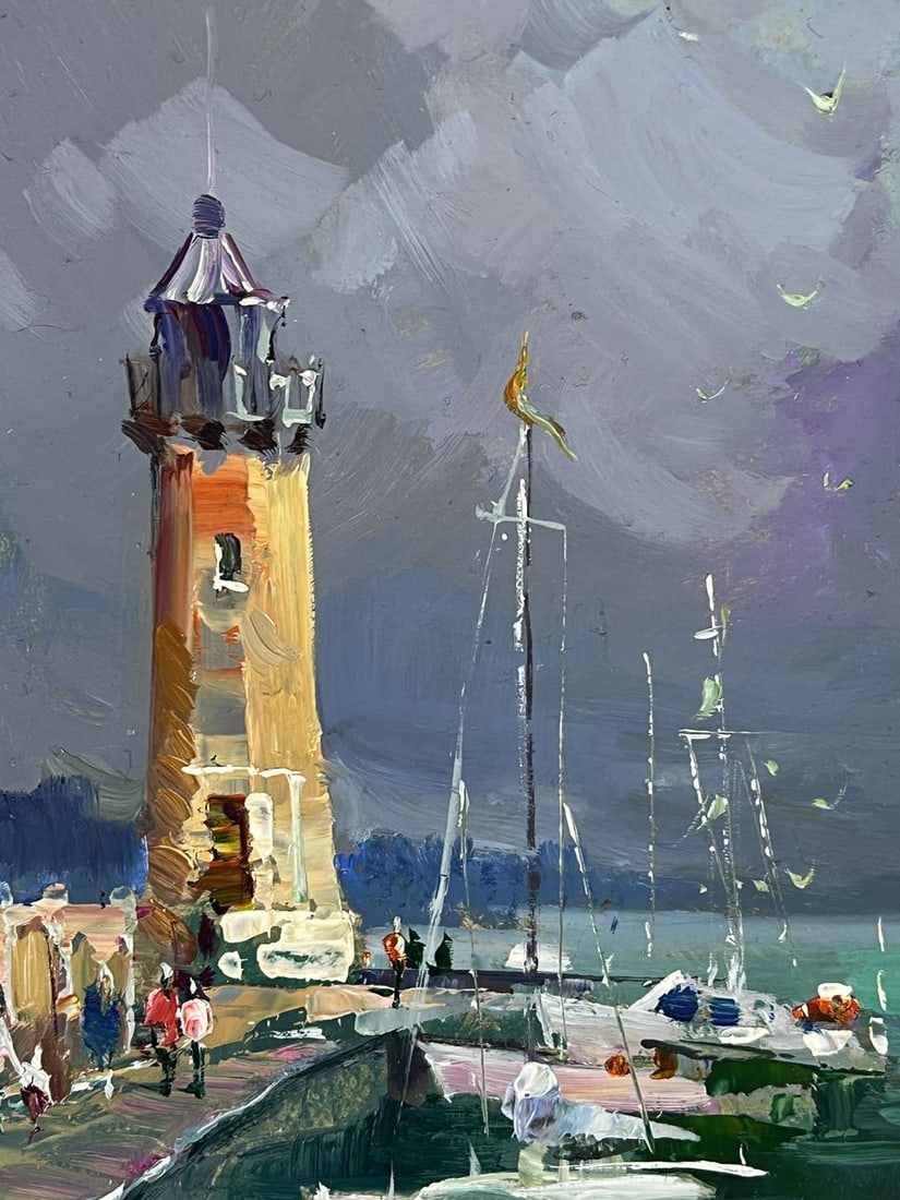 Oil painting Ships Moored at the Lighthouse Yuriy Suprunchuk - 5