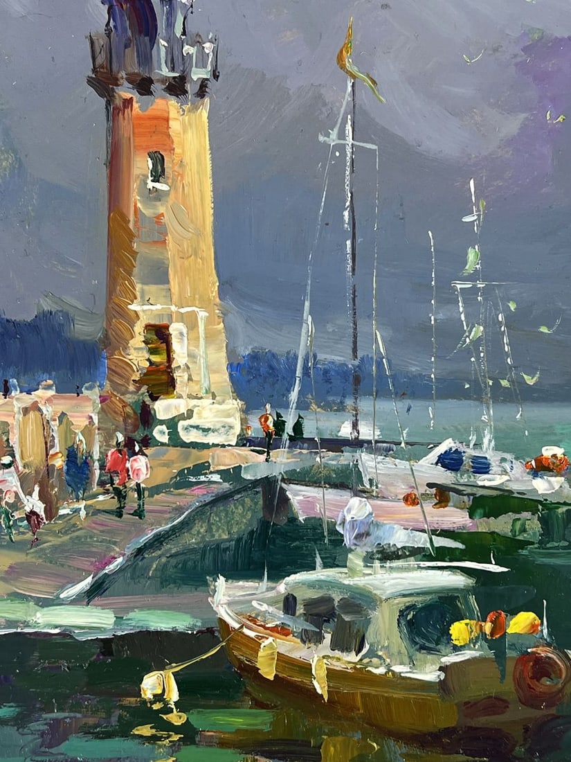 Oil painting Ships Moored at the Lighthouse Yuriy Suprunchuk - 9