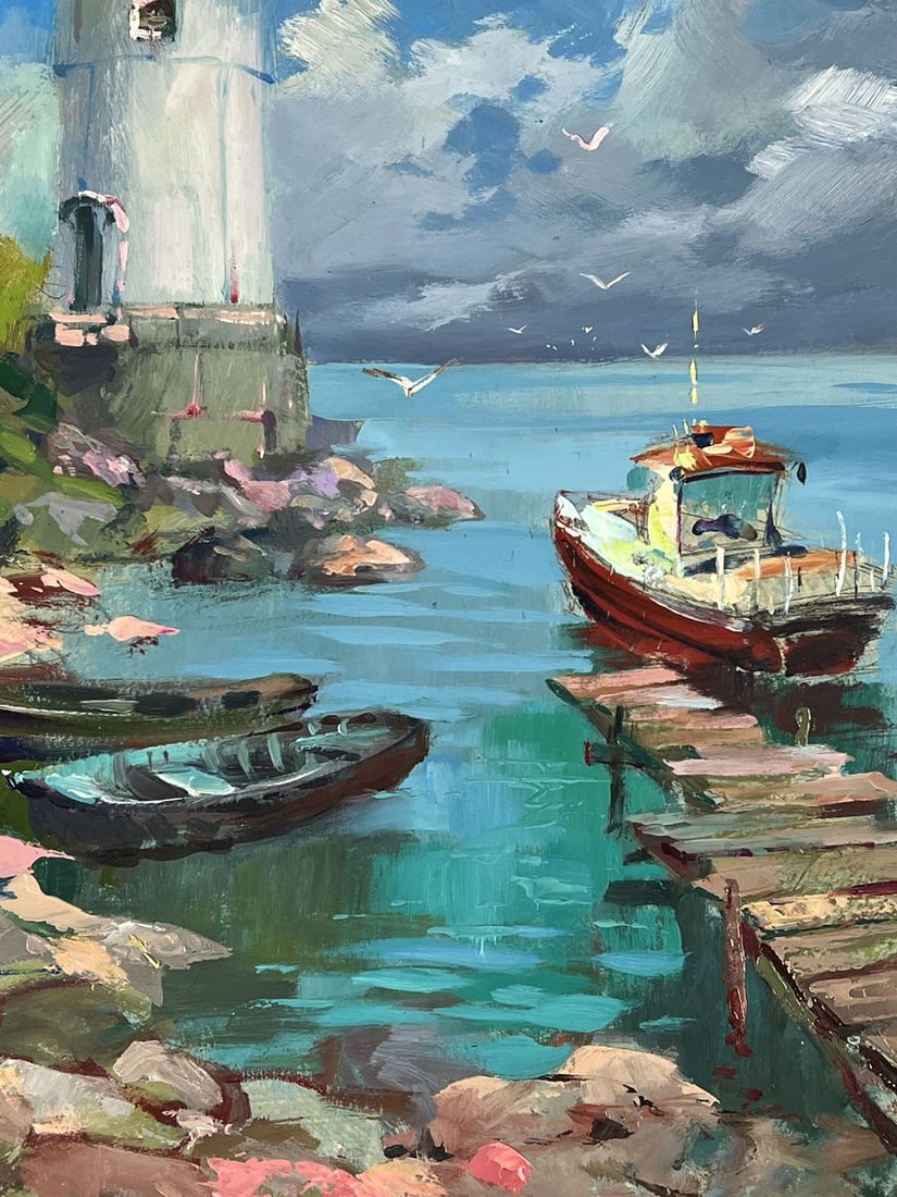 Oil painting Lighthouse by the Calm Sea Yuriy Suprunchuk - 10