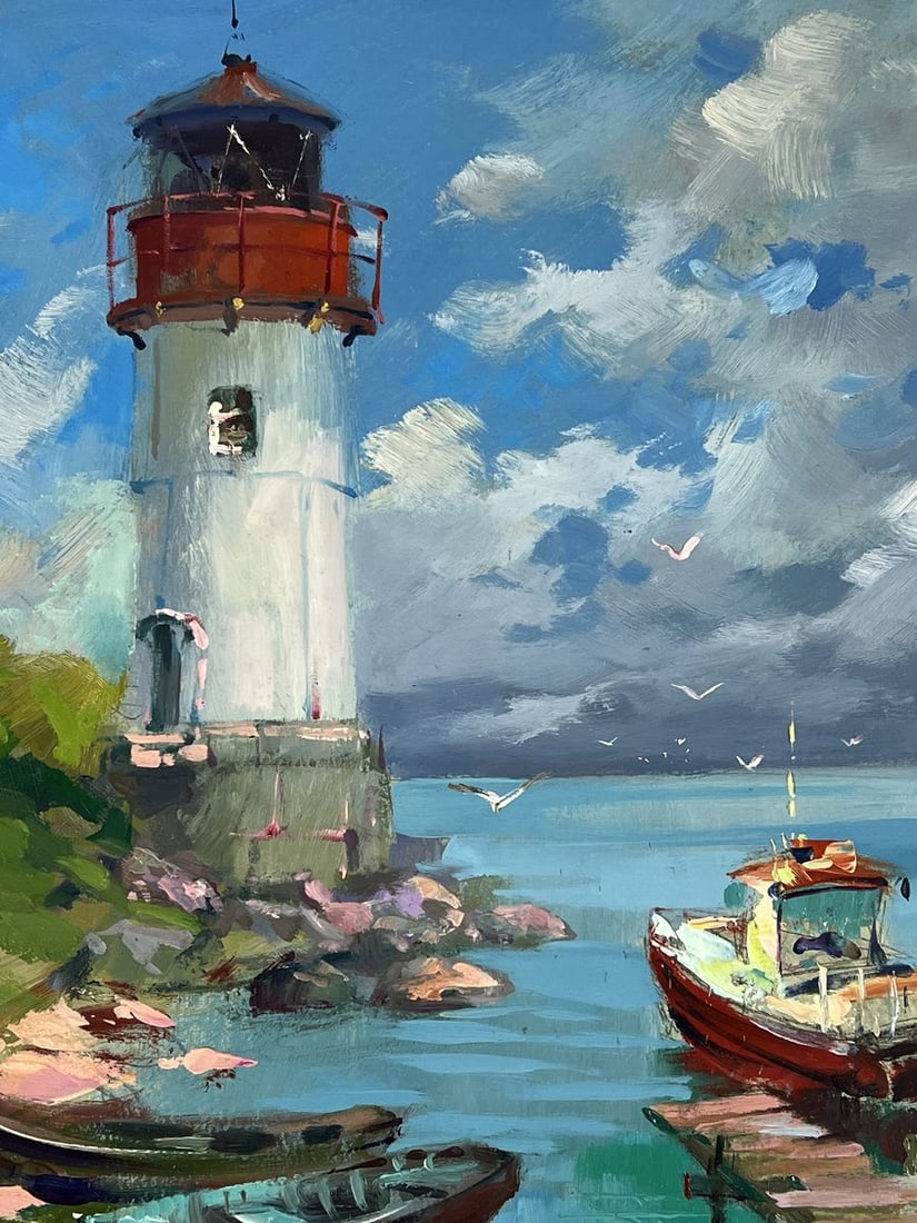 Oil painting Lighthouse by the Calm Sea Yuriy Suprunchuk - 4