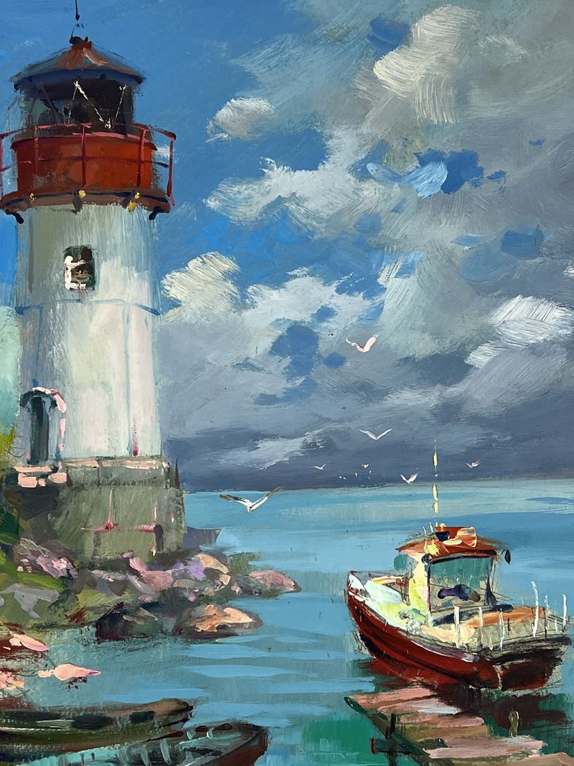 Oil painting Lighthouse by the Calm Sea Yuriy Suprunchuk - 5