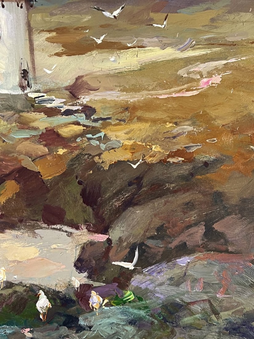 Oil painting Lighthouse by the Sea on the Beach Yuriy Suprunchuk - 10
