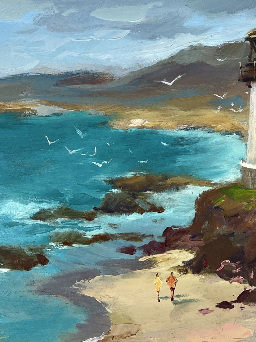 Oil painting Lighthouse by the Sea on the Beach Yuriy Suprunchuk - 4