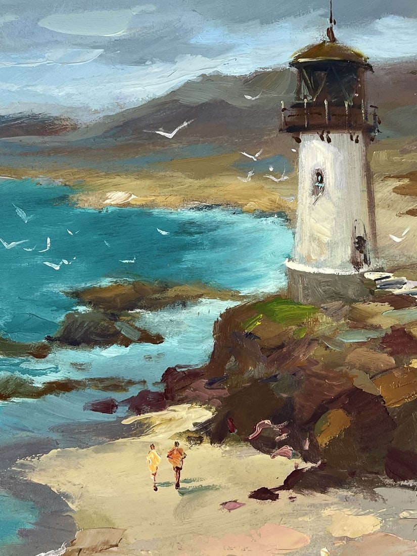 Oil painting Lighthouse by the Sea on the Beach Yuriy Suprunchuk - 6