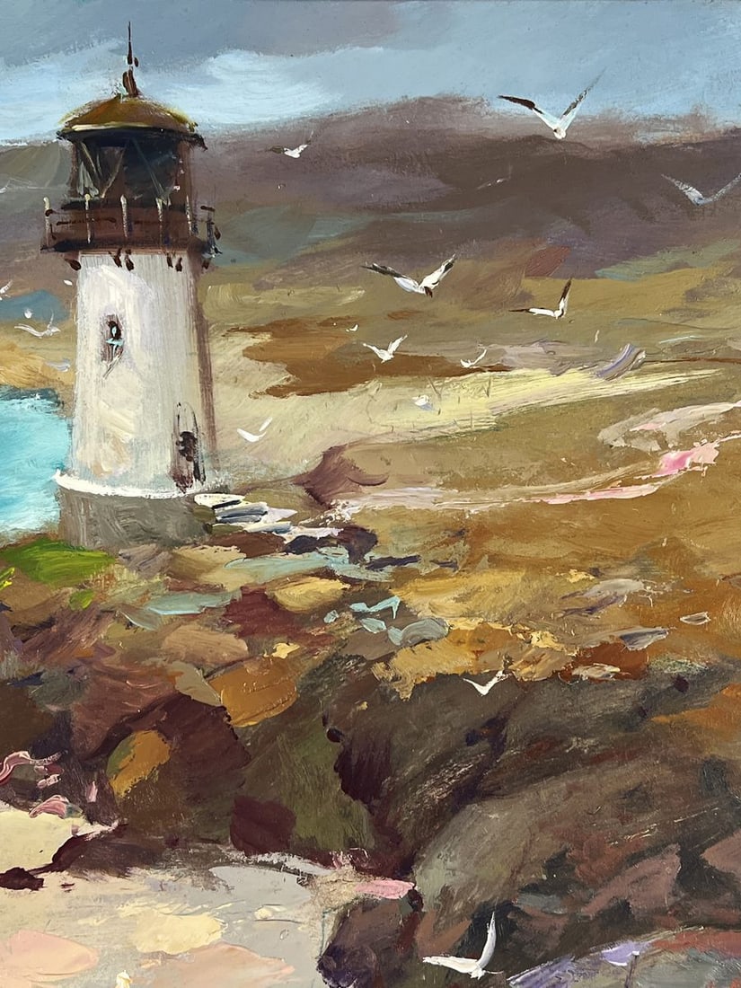 Oil painting Lighthouse by the Sea on the Beach Yuriy Suprunchuk - 9