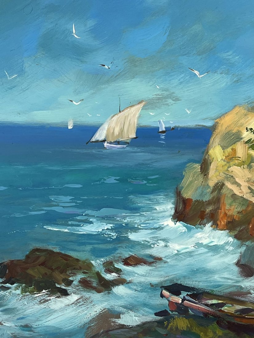 Oil painting Beautiful Sea with Ships Yuriy Suprunchuk - 4