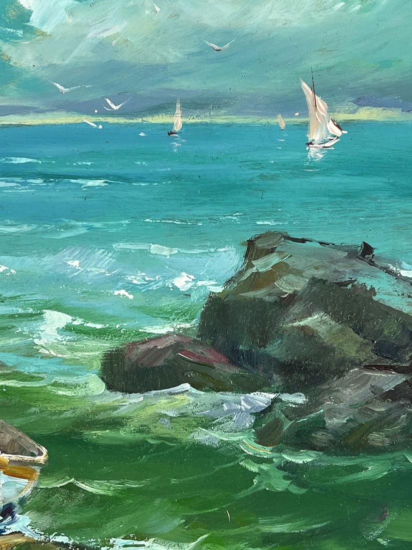 Oil painting A Boat is Moored on a Rocky Shore Yuriy Suprunchuk - 9