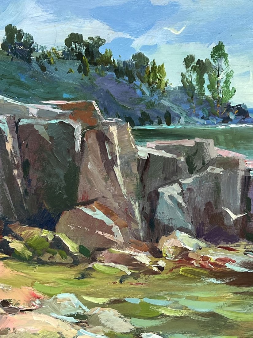 Oil painting Two Boats at the Rocky Coast Yuriy Suprunchuk - 4