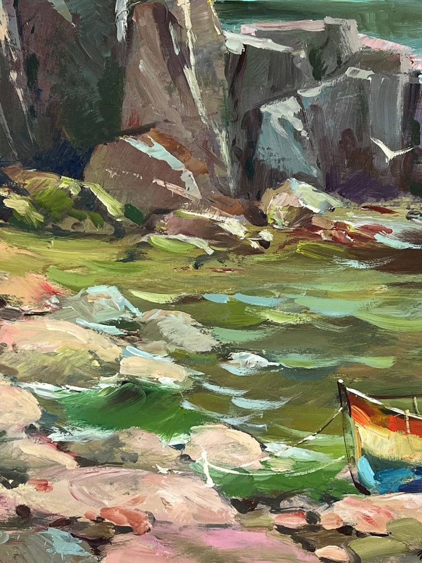 Oil painting Two Boats at the Rocky Coast Yuriy Suprunchuk - 5