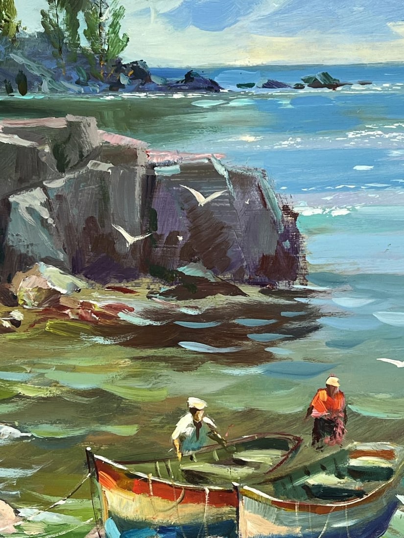 Oil painting Two Boats at the Rocky Coast Yuriy Suprunchuk - 8