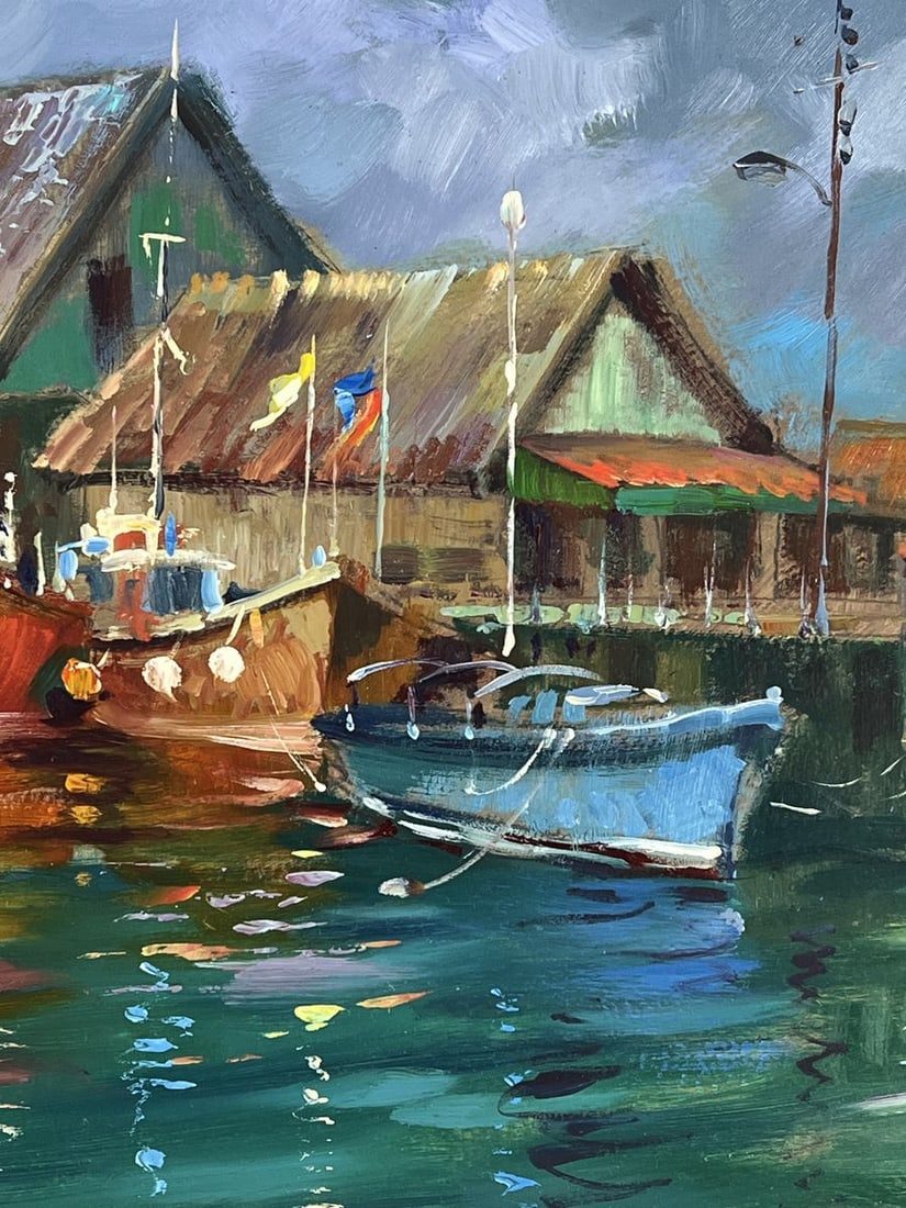Oil painting Pier for fishing boats at sea Yuriy Suprunchuk - 10
