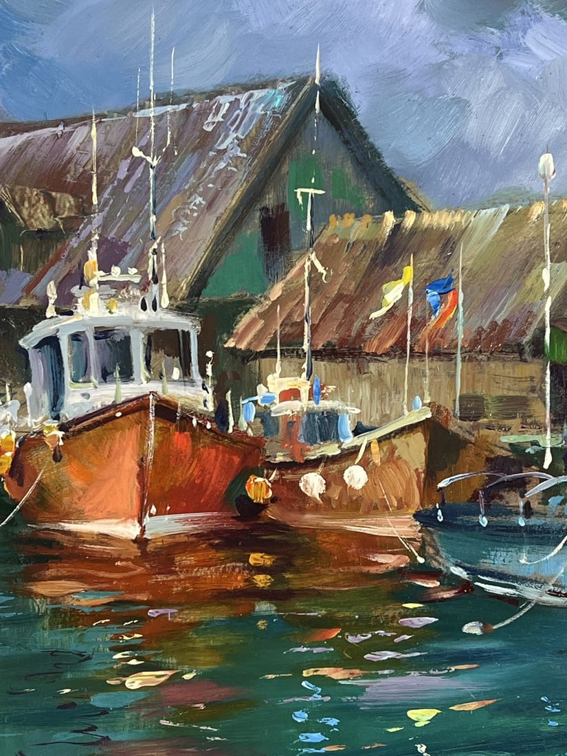 Oil painting Pier for fishing boats at sea Yuriy Suprunchuk - 6