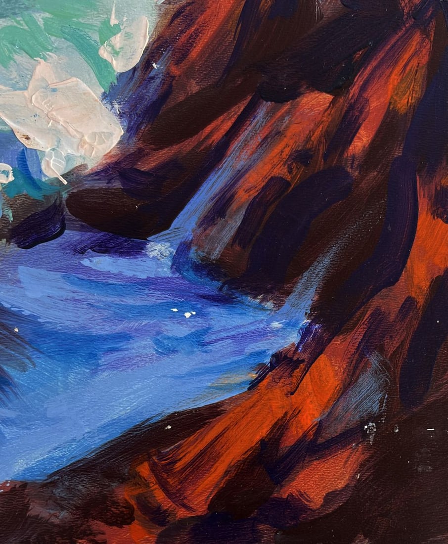 Acrylic painting Waves crash against the rocks Mykhailo Patskan - 8