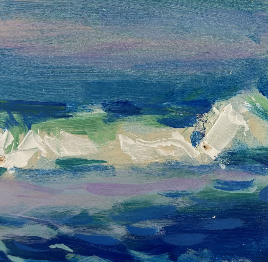 Acrylic painting Quiet waves under a pink sky Mykhailo Patskan - 4