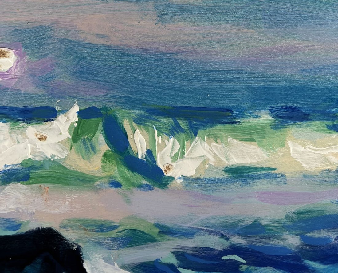 Acrylic painting Quiet waves under a pink sky Mykhailo Patskan - 5