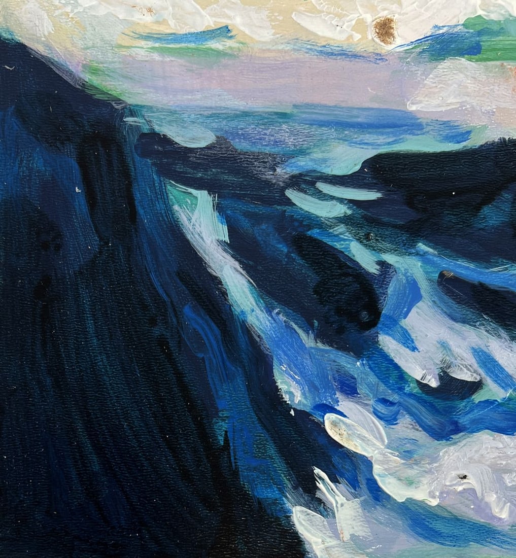 Acrylic painting Quiet waves under a pink sky Mykhailo Patskan - 7