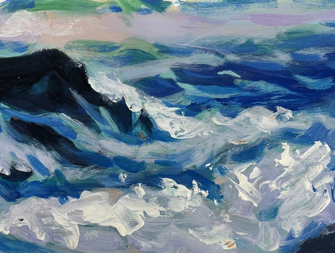 Acrylic painting Quiet waves under a pink sky Mykhailo Patskan - 8