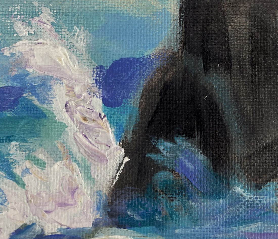 Acrylic painting White foam on dark cliffs Mykhailo Patskan - 4