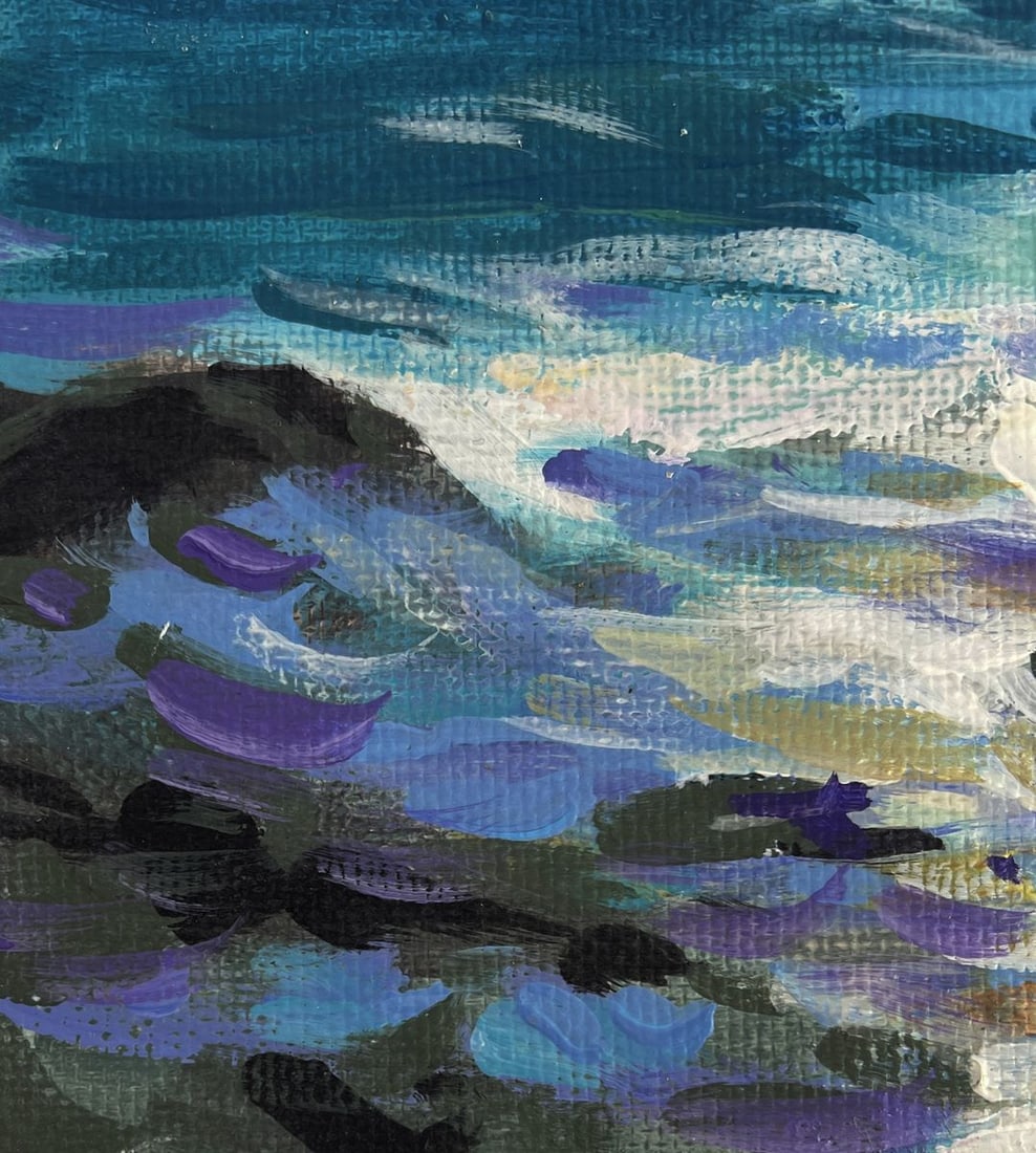 Acrylic painting White foam on dark cliffs Mykhailo Patskan - 7