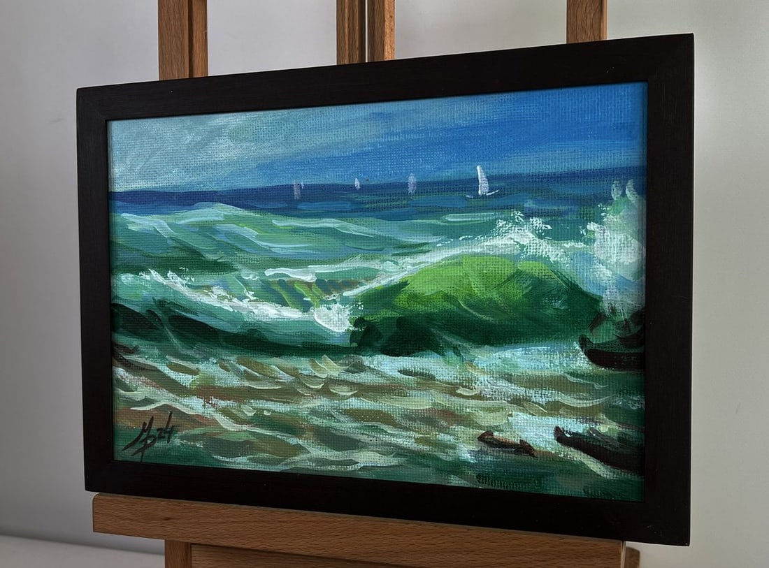 Acrylic painting Yachts are sailing in the sea Mykhailo Patskan - 2