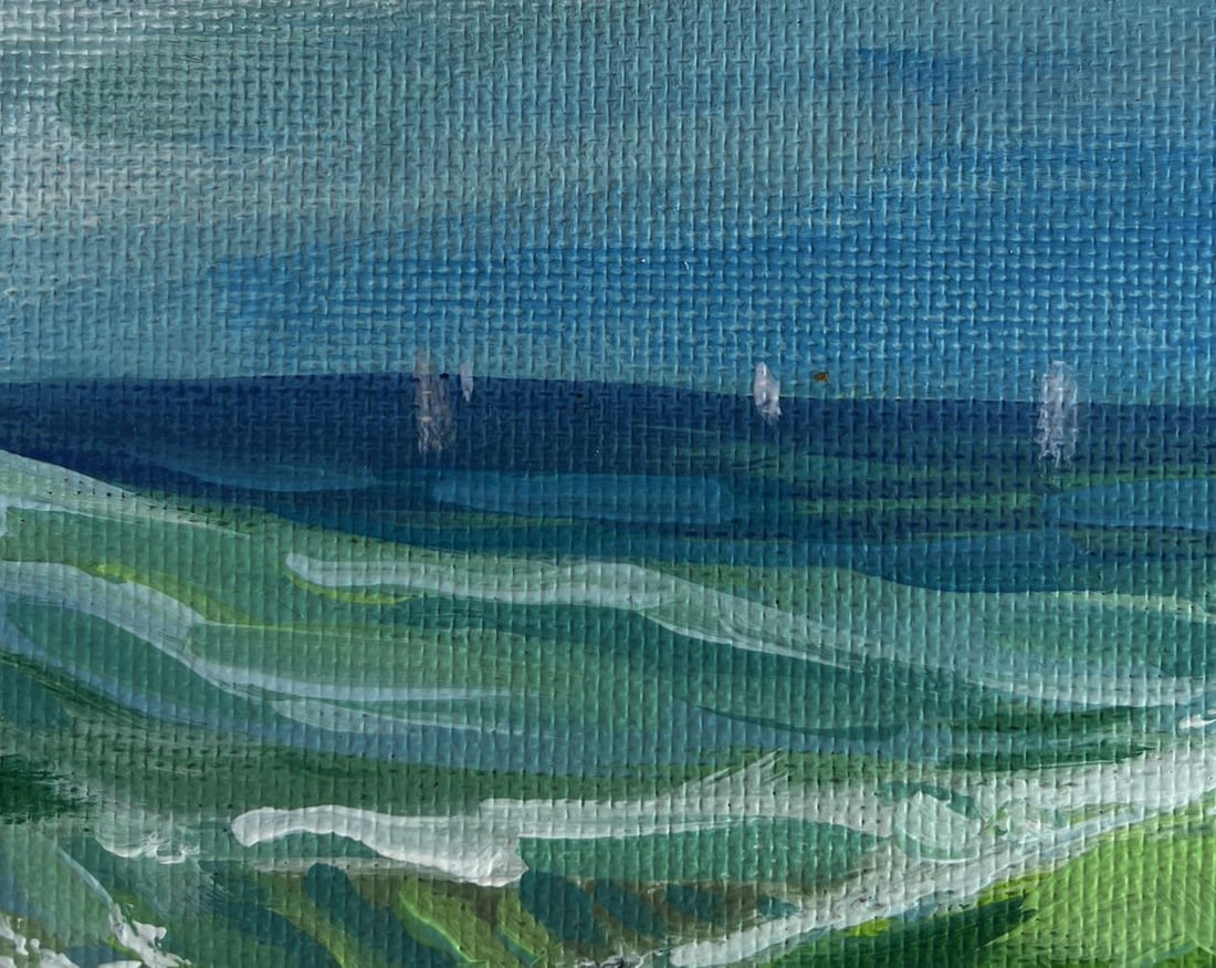 Acrylic painting Yachts are sailing in the sea Mykhailo Patskan - 5