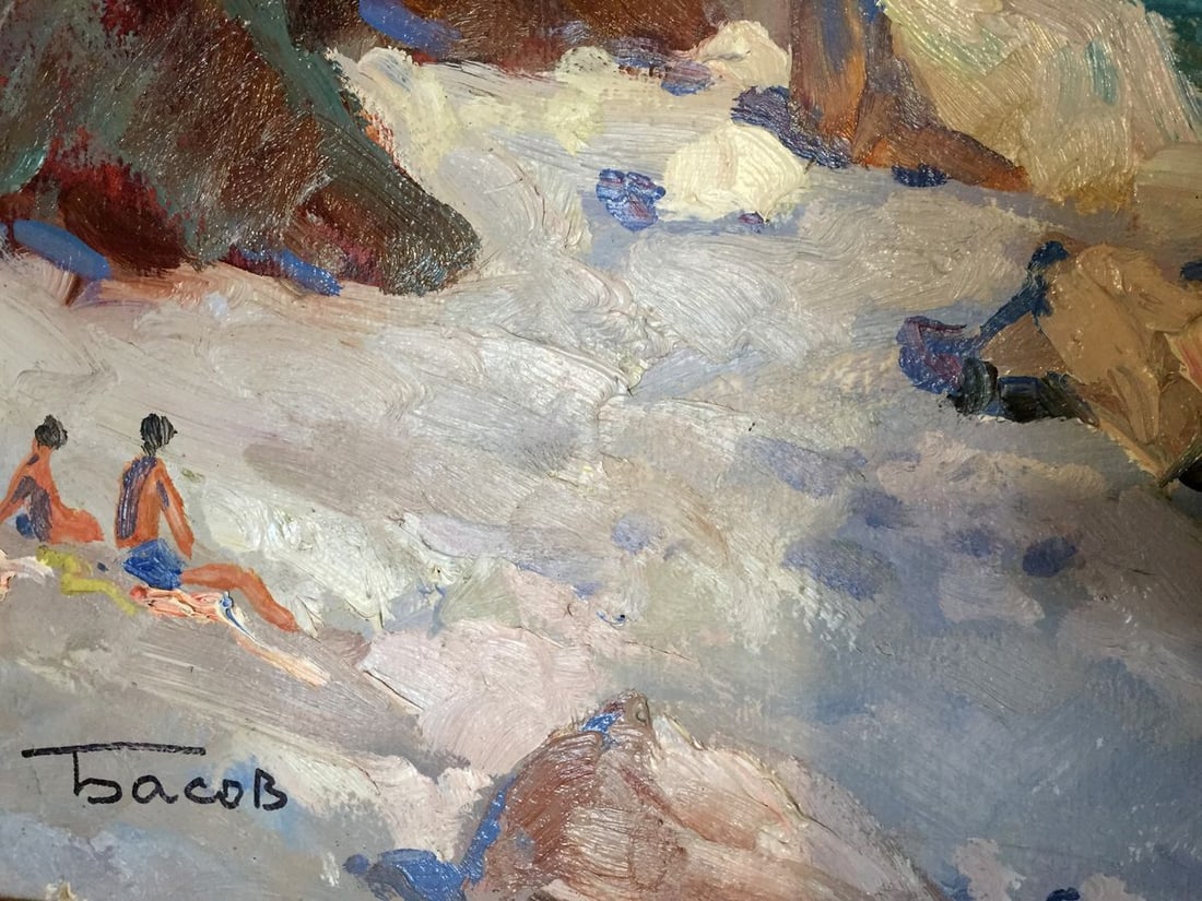 Oil painting Summer on the beach Yakov Aleksandrovich Basov - 2