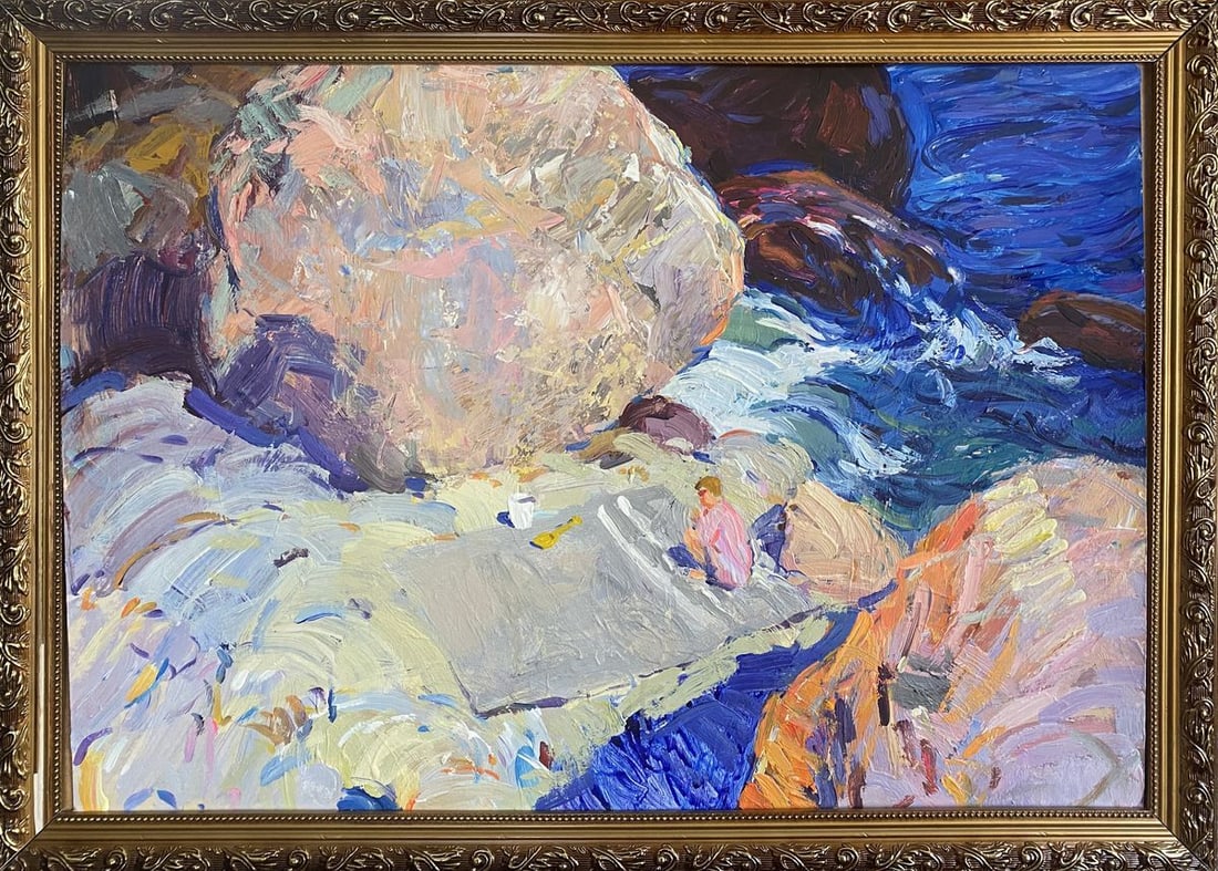Oil painting Rest on the rocky shore Mamchich Stepan Gavriilovich: Title: Oil painting Rest on the rocky shore Mamchich Stepan Gavriilovich Description: No.Verne 384*** ABOUT THIS PAINTING **** TITLE: "Rest on the rocky shore"* ARTISTS: Mamchich Stepan Gavriilovich* 