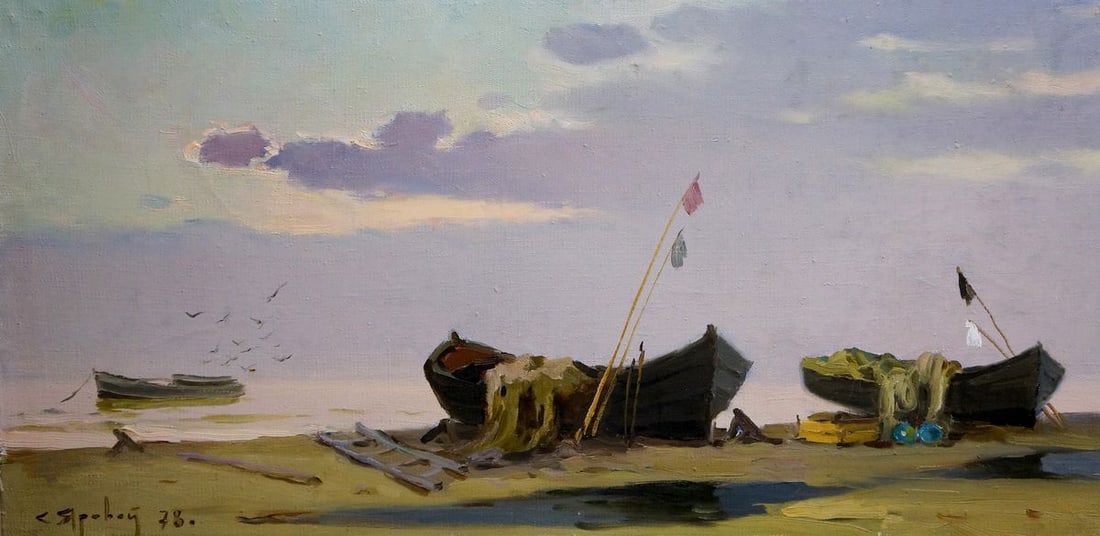 Oil painting Evening seaside Yarovoy Stepan Kalinovich: Title: Oil painting Evening seaside Yarovoy Stepan Kalinovich Description: No.Vern 788 *** ABOUT THIS PAINTING *** * TITLE: "Evening seaside" * ARTISTS: Yarovoy Stepan Kalinovich * SIZE: 40x80 cm/15.7