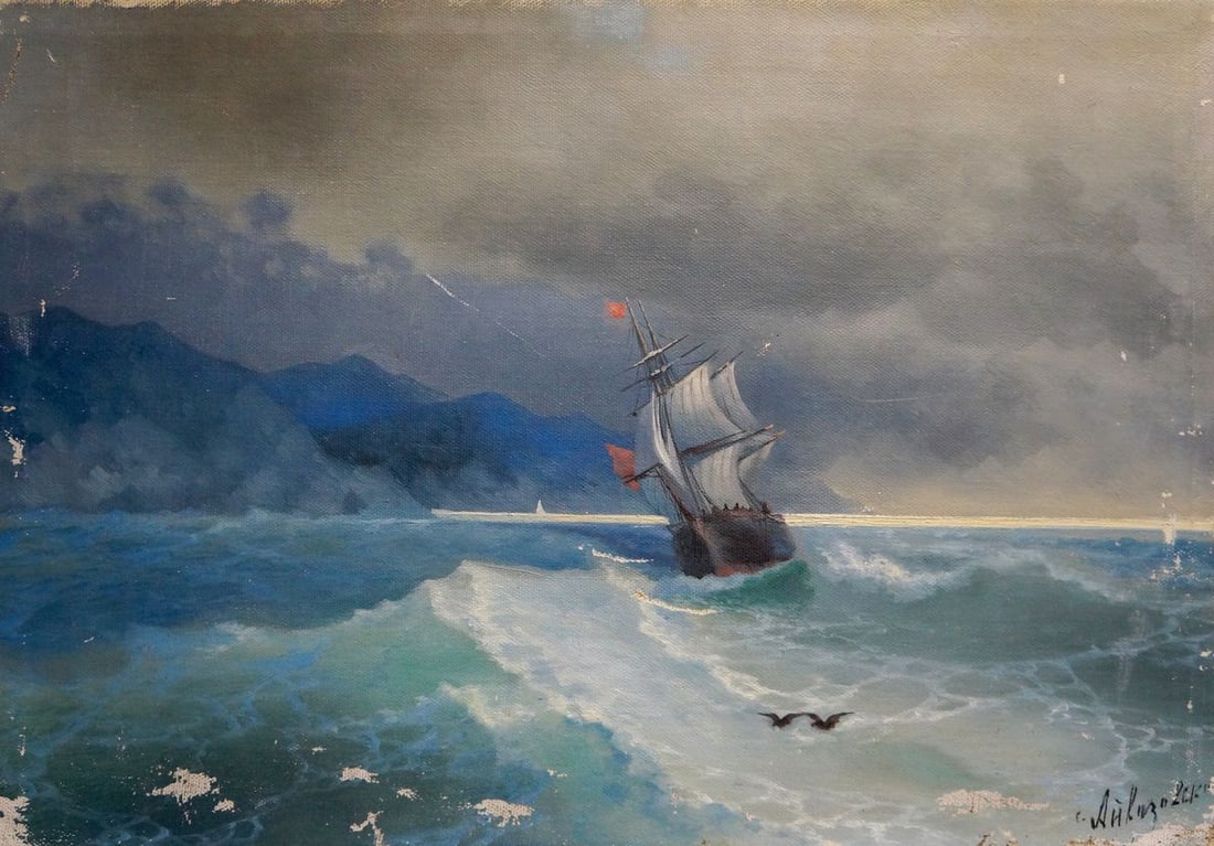 Oil painting Storm Unknown artist (1 of 8)