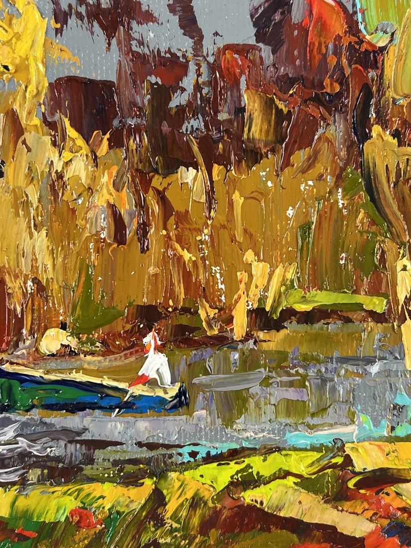 Oil painting Warm Autumn on the River Bank Oleksiy Ivanyuk - 7