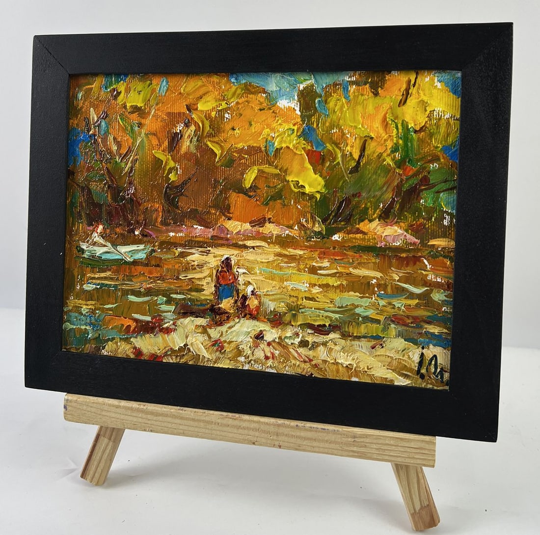 Oil painting River in the Autumn Forest Oleksiy Ivanyuk - 2